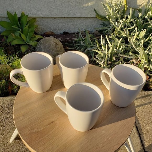 NEW Stone Lain 4 Piece Stoneware mugs cups Coffee Tea dishes Dinnerware Set Whit - Picture 5 of 16